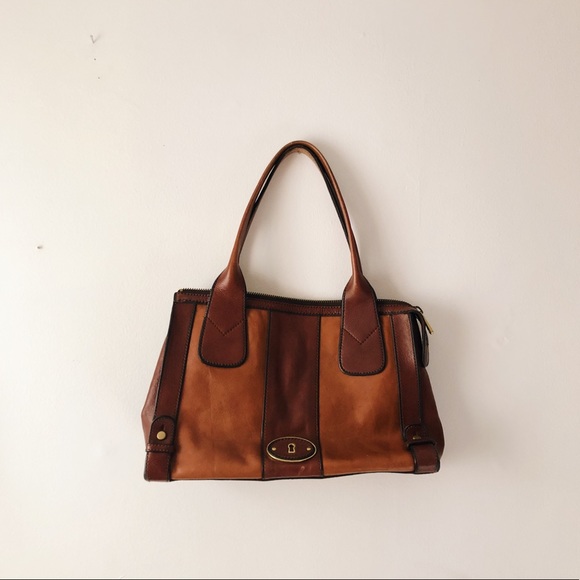 Fossil Handbags - Fossil / Two-Tone Brown Leather Tote